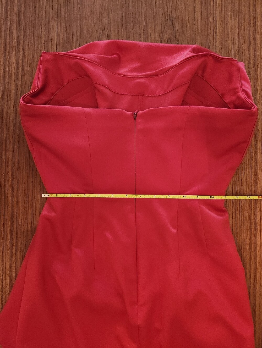 HOUSE OF CB Adrienne Satin Strapless Gown, Scarlet Red, Size M w/ Plus Cups - Picture 9 of 13